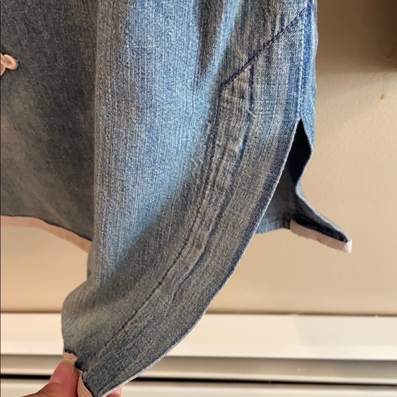 J Crew Denim Caftan Embroidered Tunic Size 00 - Picture 7 of 10